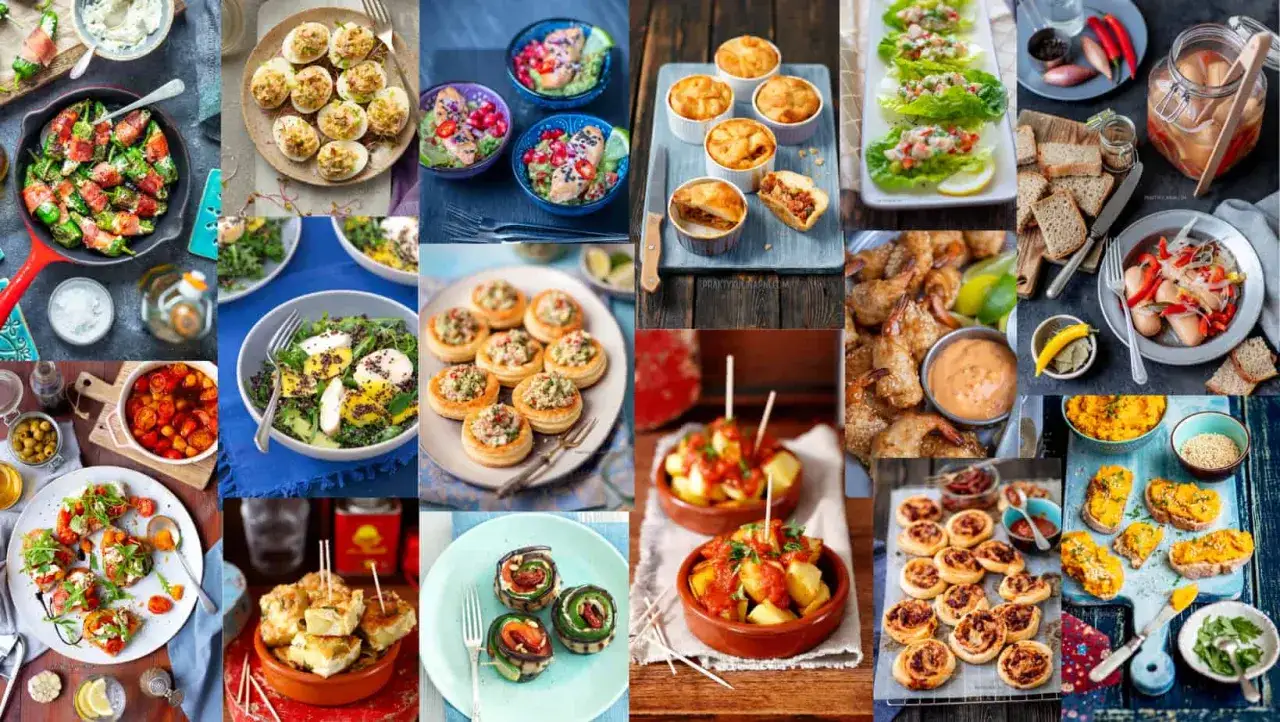 Mn&oacute;stwo pysznych przekąsek na imprezę: faszerowane papryczki, jajka faszerowane, tartaletki, krewetki, mini quiche, bruschetty i wiele innych.